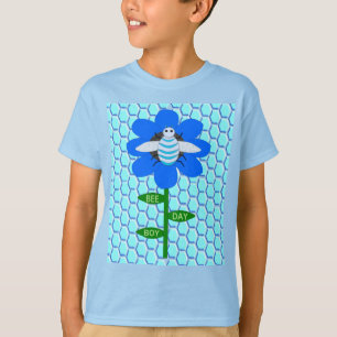 Camiseta Feliz Abelha Azul Aniversário Bumblebee
