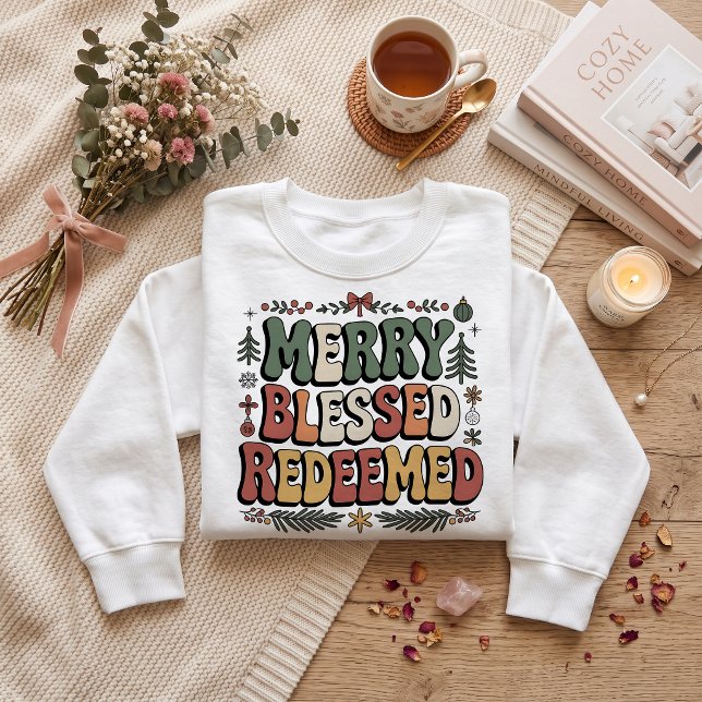 Camiseta Feliz, abençoado, redimido, Natal  (Criador carregado)