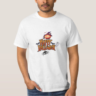 Camiseta Feliz Abóbora do Halloween, Fantasma e Aranha Fest
