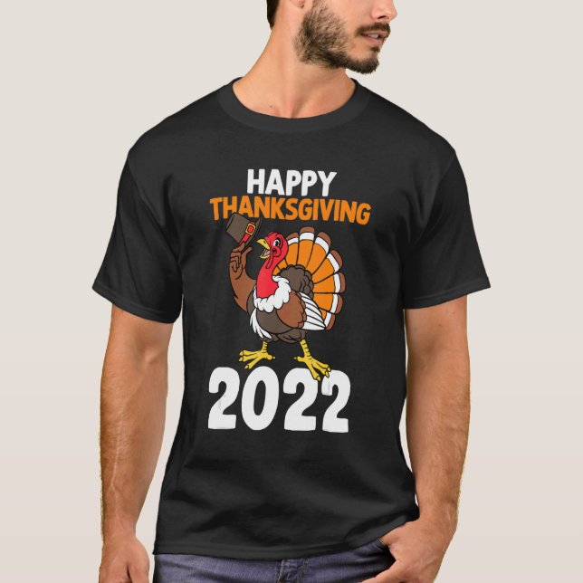 Camiseta Feliz Ação de Graças 2022 outono outono Y'all Turq (Frente)