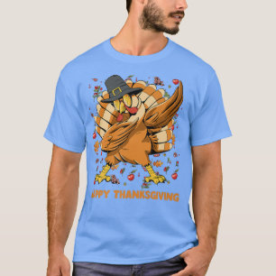 Camiseta Feliz Ação de Graças Dabbing Turkey Day Pilgrim fu