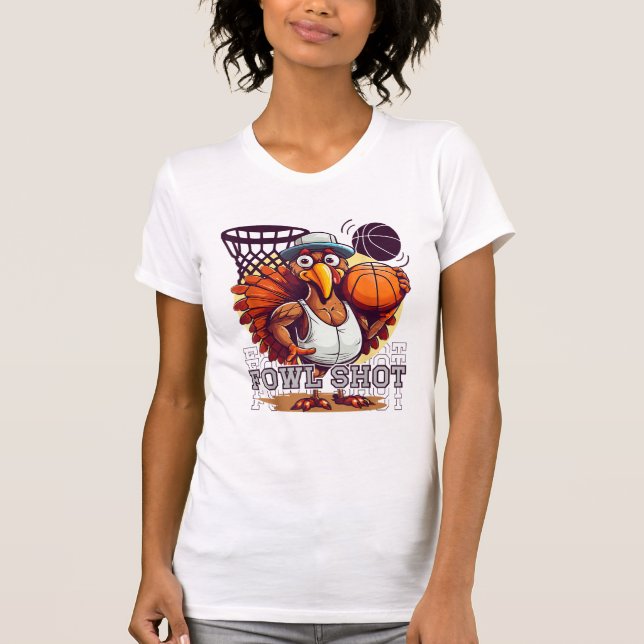 Camiseta Feliz Ação de Graças Engraçado Turquia Basketb (Frente)