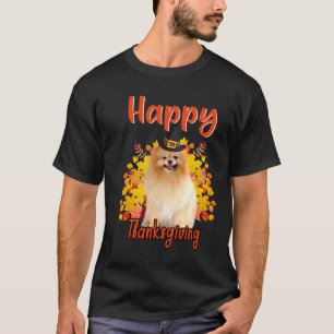 Camiseta Feliz Ação de Graças Engraçado Turquia Pomerânia