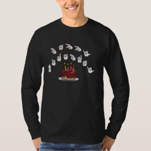 Camiseta Feliz alfabeto Aniversário Mãos Símbolo Linguagem 