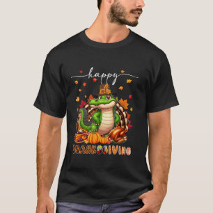 Camiseta Feliz Alligador de Ação de Graças Costume Turkey F