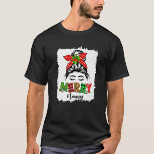 Camiseta Feliz Ama Xmas Messy Bun Pajama Família de Natal