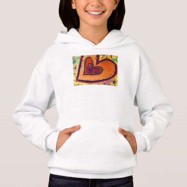 Camiseta Feliz Amor Corações Arte Hoodie Sweatshirt (Frente)
