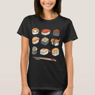 Camiseta Feliz anime Sushi Kawaii set Comida japonesa Lover