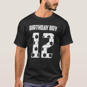 Camiseta Feliz Aniversário 12 de 12 Anos Meninos De Futebol