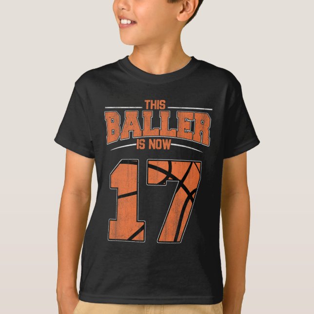 Camiseta Feliz Aniversário, 17 Anos, Garotos De Basquete Se (Frente)