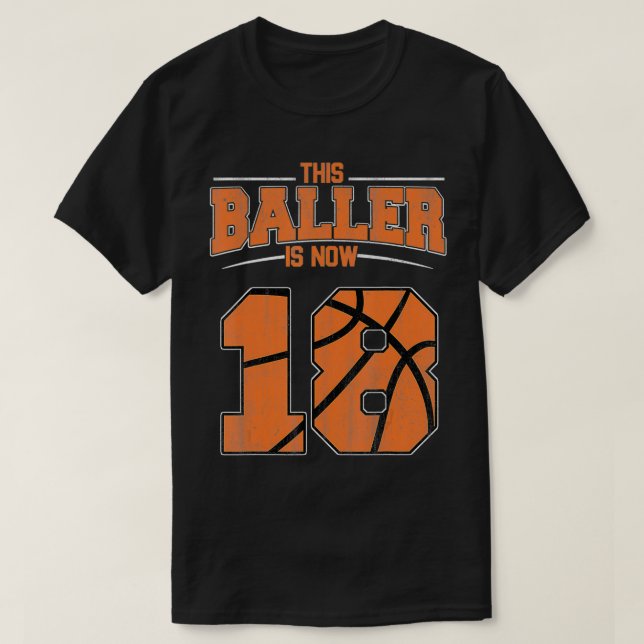 Camiseta Feliz Aniversário 18 Anos Meninos De Basquete Oite (Frente do Design)