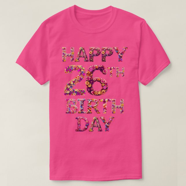 Camiseta Feliz aniversário 26 (Frente do Design)