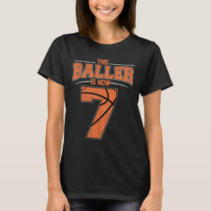 Camiseta Feliz Aniversário, 7 de 7 Anos, Meninos De Basquet