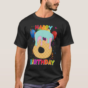 Camiseta Feliz aniversário 8º Sorvete Festa de 8 Anos Crian