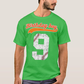 Camiseta Feliz aniversário 9 anos Meninos dotados de beiseb