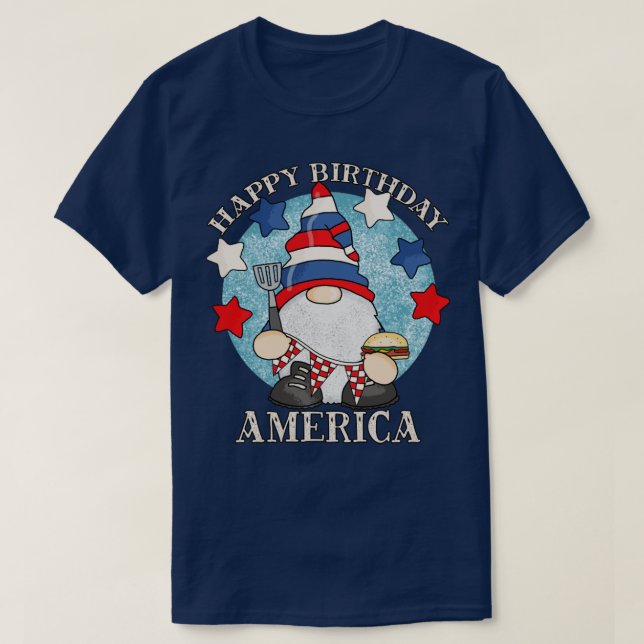 Camiseta Feliz aniversário América 4 de julho Barbeque Engr (Frente do Design)