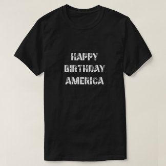 Camiseta Feliz Aniversário América Estrelas Strips Black Wh