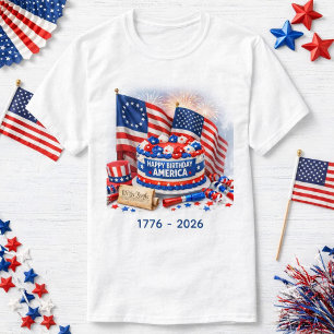 Camiseta Feliz Aniversário América Patriótico Unisexo 
