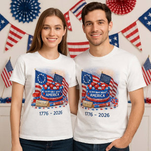 Camiseta Feliz Aniversário América Patriótico Unisexo 