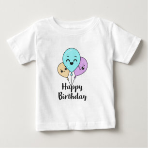 Camiseta Feliz Aniversário Balões - Celebração Kawaii Cute