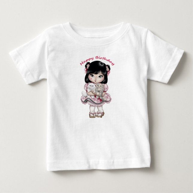 Camiseta Feliz Aniversário Bebê Meninas (Frente)