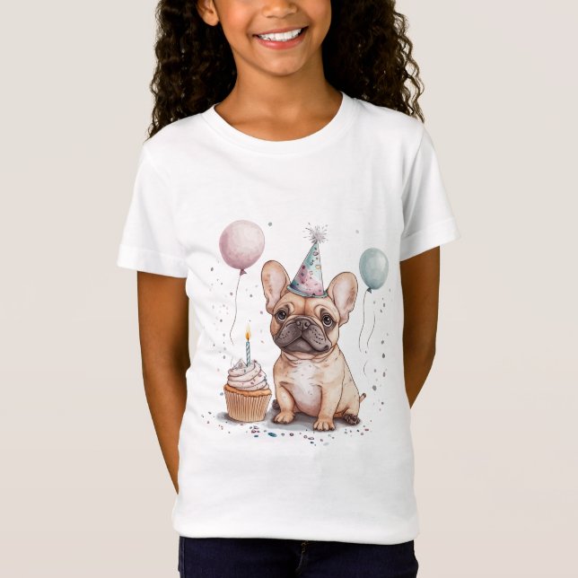 Camiseta Feliz Aniversário Bulldog Francês (Frente)