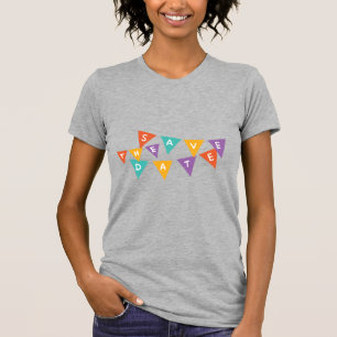 Camiseta "Feliz Aniversário" Bunting Colorido Gráfico Femin