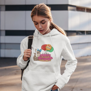 Camiseta Feliz Aniversário Cachorro Bonito com Balões e Bol