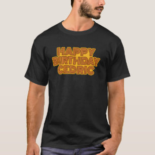 Camiseta Feliz Aniversário Cedric Nome Personalizado Retro