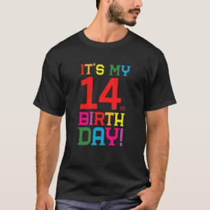 Camiseta Feliz Aniversário Colorido De 14 Anos É Meu 14 Bi