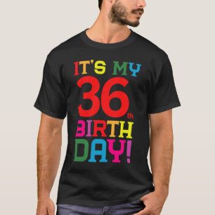 Camiseta Feliz Aniversário Colorido De 36 Anos É Meu 36 Bi