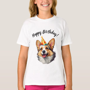 Camiseta Feliz aniversário, cone Corgi
