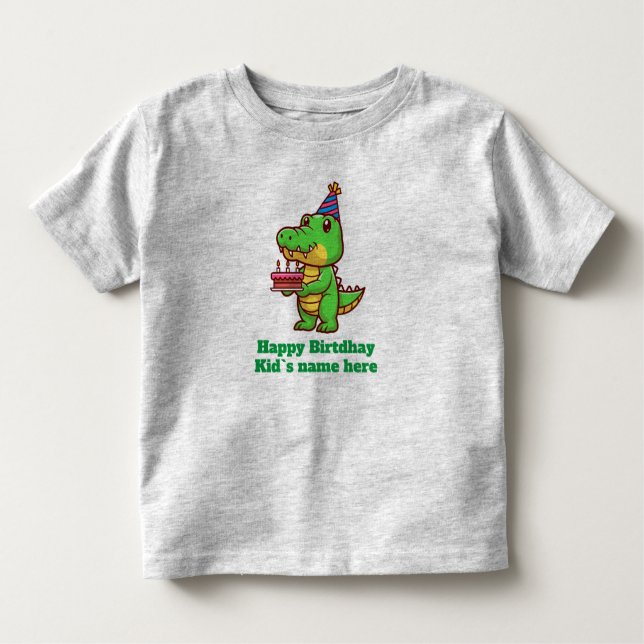 Camiseta Feliz aniversário crianças crocodilo presente de b (Frente)