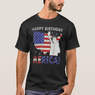 Camiseta Feliz Aniversário da Estátua Merica da Liberdade A