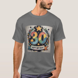 Camiseta Feliz aniversário de 30 anos Colorida Laurel