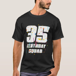 Camiseta Feliz aniversário de 35 anos, esquadra feliz de 35