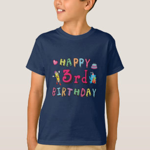 Camiseta Feliz aniversário de 3 anos de 3 anos
