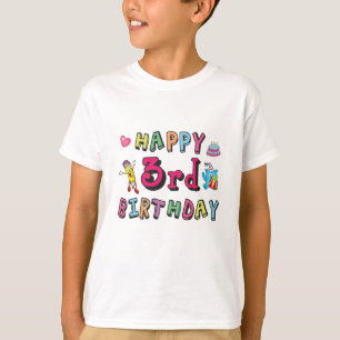 Camiseta Feliz aniversário de 3 anos de 3 anos