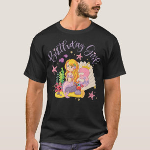 Camiseta Feliz aniversário de 3 anos Mermaid Birthday Girl