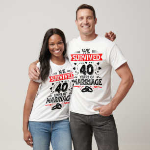 Camiseta Feliz aniversário de 40 anos de casais de casament