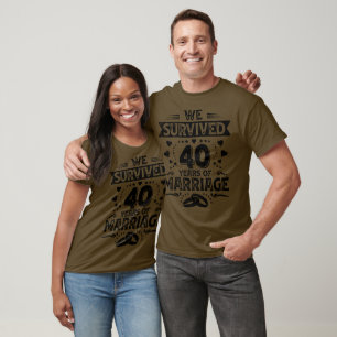Camiseta Feliz aniversário de 40 anos de casais de casament