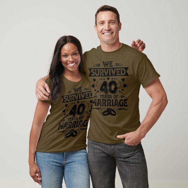 Camiseta Feliz aniversário de 40 anos de casais de casament (Unissex)