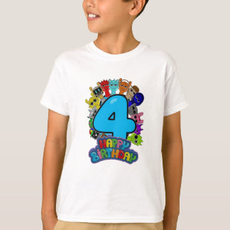 Camiseta Feliz Aniversário de 4 anos Sprunki - Simon Oren F