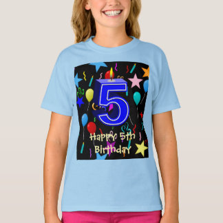 Camiseta Feliz Aniversário de 5 anos Menino