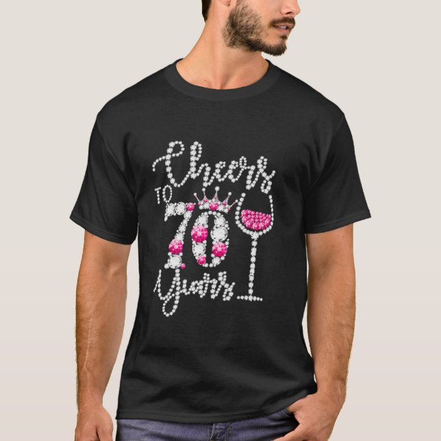 Camiseta Feliz Aniversário De 70 De 70 Anos Rainha D (Frente)