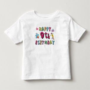 Camiseta Feliz aniversário de 9 anos para crianças de 9 ano