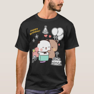 Camiseta Feliz Aniversário De Dudu Bear E Bubu Panda