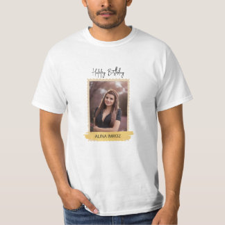 Camiseta Feliz aniversário de luxo Dourado e preto com marc