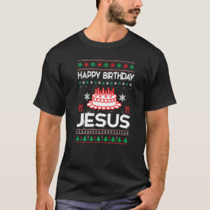 Camiseta Feliz aniversário de Natal cristão Jesus