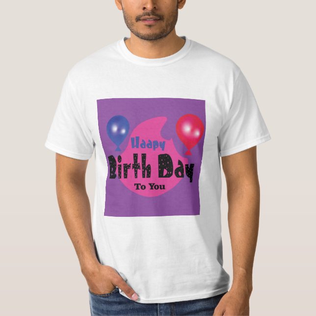 Camiseta Feliz Aniversário – Design de Festa de Celebração  (Frente)